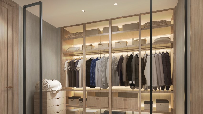 Wardrobe with tandem drawer system
